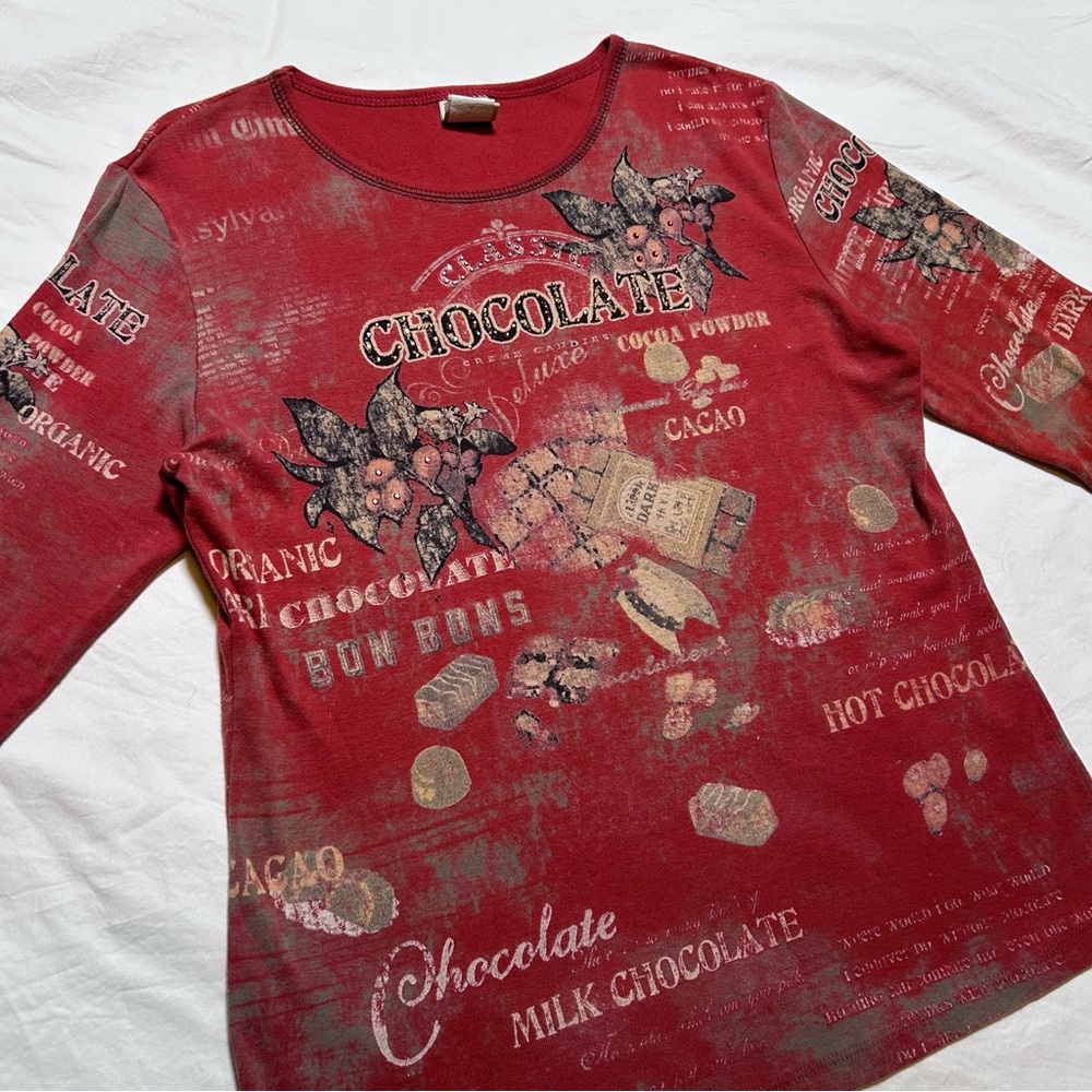 90s/2000s Red Chocolate Print Shirt